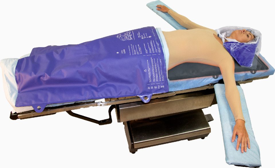 HotDog Patient Warming system on Patient with B103 Lower Body Warming Blanket and U101 Warming Mattress